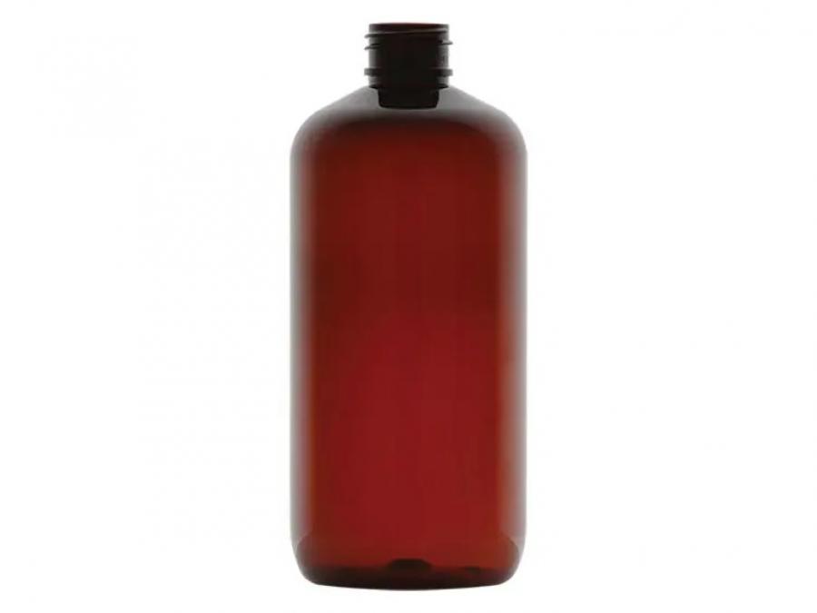 12 oz. Amber Dark Boston Round 24-410 PET Semi-Translucent Plastic Bottle
