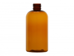8 oz. Amber 24-410 PET (BPA Free) Plastic Boston Round Bottle (Stock Item)