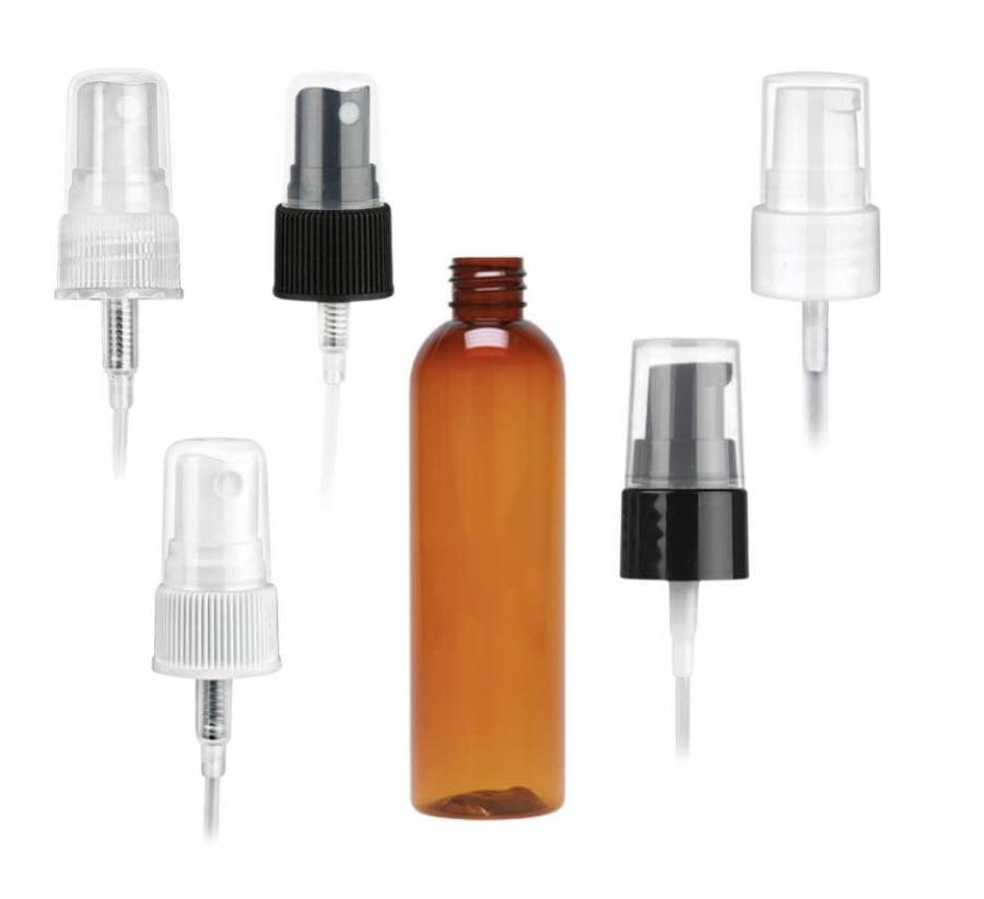 4 oz. Amber 20-410 PET (BPA Free) Plastic Bullet Round Bottle-Treatment Pump or Sprayer (Stock)