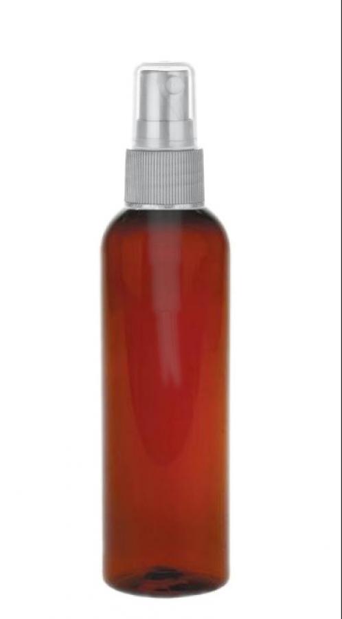 2 oz. Amber Dark 20-410 Round Bullet PET Translucent Plastic Bottle-FM Sprayer