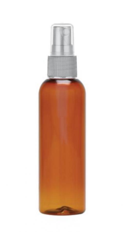 2 oz. Amber 20-410 Round Bullet PET Translucent Plastic Bottle-FM Sprayer