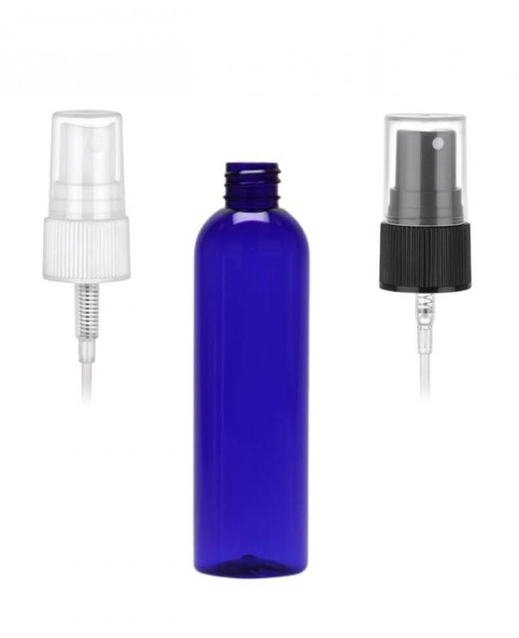 4 oz. Blue Cobalt 20-410 PET (BPA Free) Plastic Bullet Round Bottle-FM Sprayer-KATA