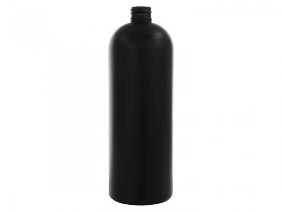 32 oz. Black Bullet Round 28-410 HDPE Opaque Plastic Bottle (Stock)