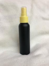 3.33 oz. Black Bullet Round (100 ML) 24-410 HDPE Opaque Plastic Bottle w/ Yellow Sprayer