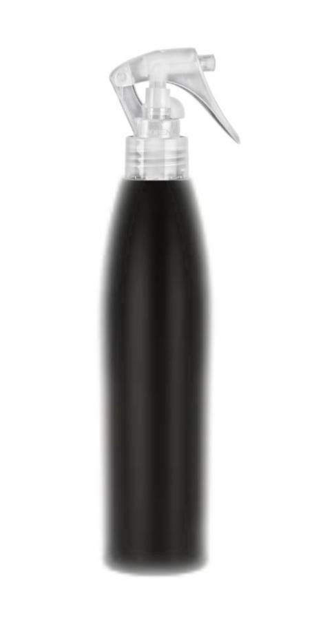 8 oz. Black Tapered Bullet Round 24-410 HDPE Opaque Plastic Bottle-Mini Trigger