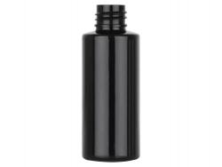 2 oz. Black 20-410 PET Shiny Opaque Plastic Cylinder Round Bottle-MPCH