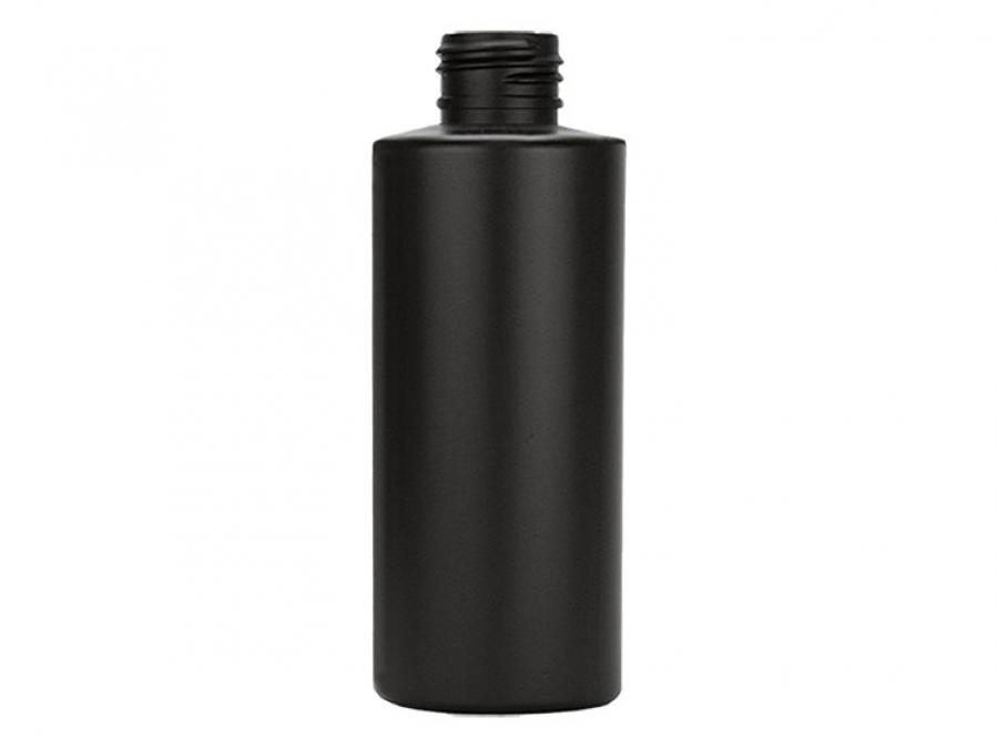 2 oz. Black 20-410 HDPE Opaque Plastic Cylinder Round Bottle