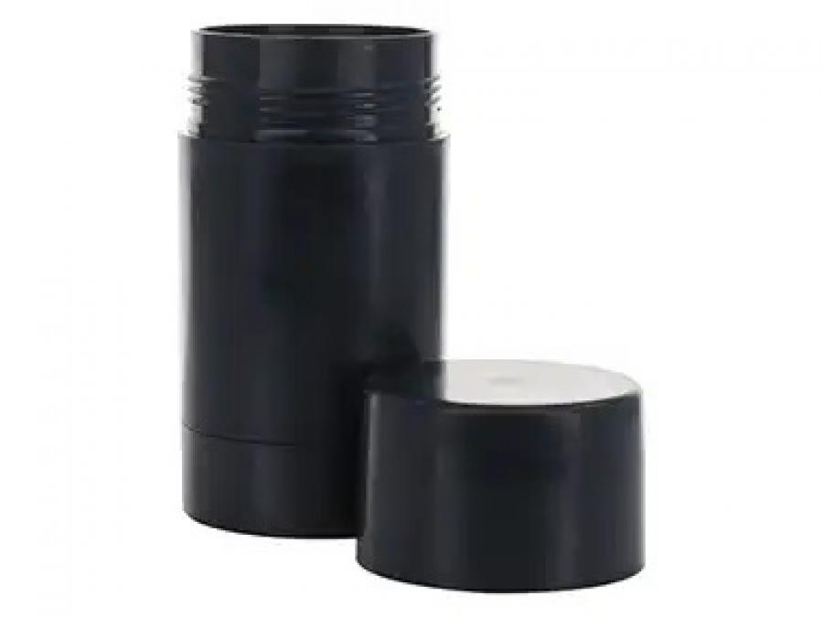 2.5 oz. Black Round Deodorant Twist-Up 45mm Other Plastic Bottle-Black Cap-Natural Cover-Bottom Fill