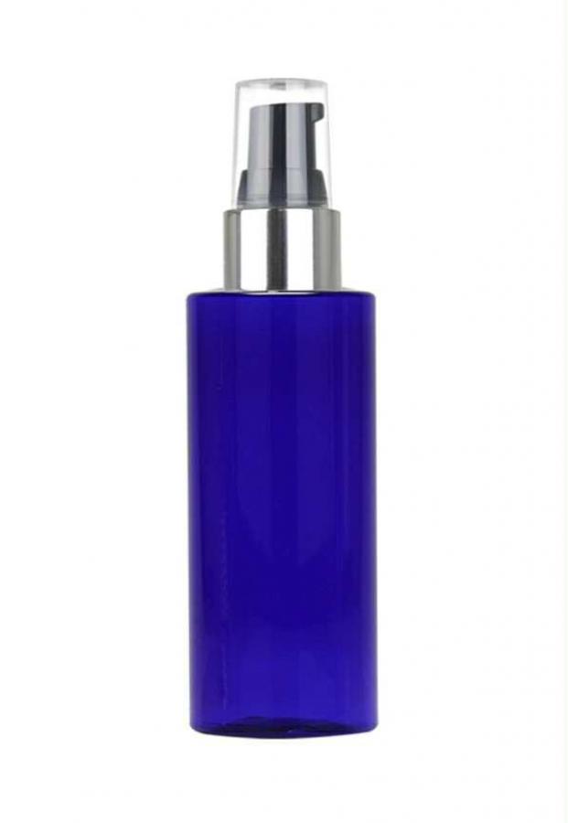 2 oz. Blue Cobalt 20-410 PET Semi-Translucent Plastic Cylinder Round Bottle-Treatment Pump