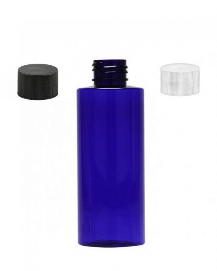 2 oz. Blue Cobalt 20-410 PET Semi-Translucent Plastic Cylinder Round Bottle-CT Cap