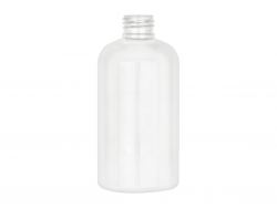8 oz. White Boston Round 24-410 PET Opaque Shiny Plastic Bottle