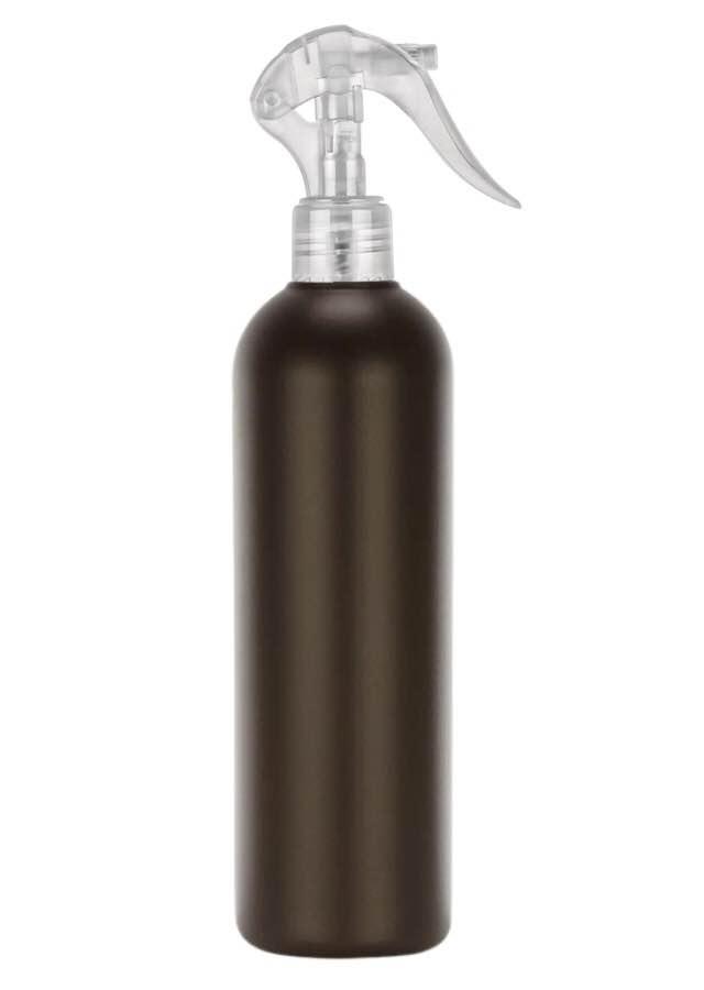 10 oz. Brown Dark 24-410 HDPE Bullet Round Opaque Plastic Bottle-Mini Trigger