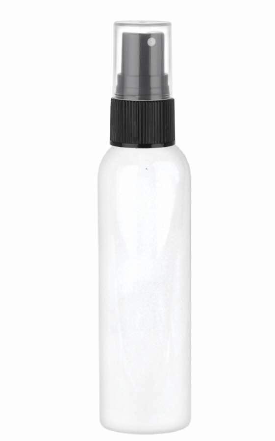 4 oz. White 20-410 Opaque Shiny PET Plastic Round Bullet Bottle-FM Sprayer-KATA