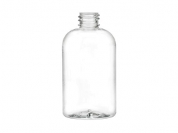 4 oz. Clear 20-410 PET (BPA Free) Plastic Boston Round Bottle-FM Sprayer or Lotion Pump