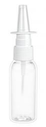 1 oz. Clear 20-410 PET Bullet (BPA Free) Bottle-White Fine Mist Nasal Sprayer-3 1/2 in. DT
