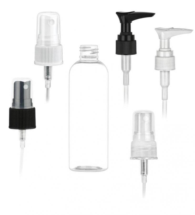 2 oz. Clear 20-410 PET (BPA Free) Plastic Bullet Round Bottle-FM Sprayer or Lotion Pump
