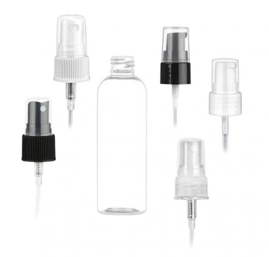 2 oz. Clear 20-410 PET (BPA Free) Plastic Bullet Round Bottle-FM Sprayer or Treatment Pump