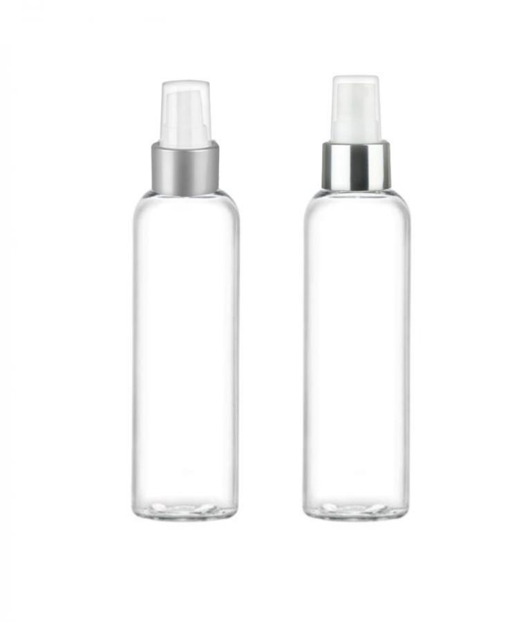 6 oz. Clear 24-410 PET (BPA Free) Plastic Bullet Bottle-Metal FM Sprayer