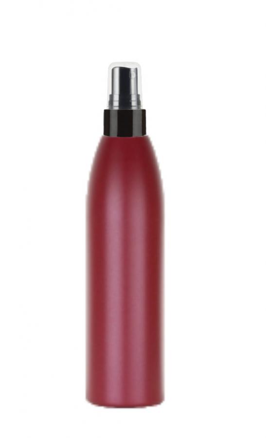 12 oz. Cranberry Tapered Bullet (Evolution) Round 24-410 HDPE Opaque Slightly Squeezable Plastic Bottle-FM Sprayer