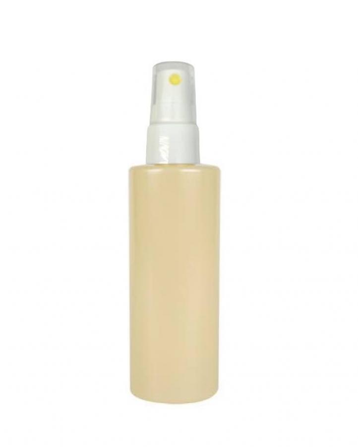 3 oz. Yellow Cylinder Round Squeezable 20-410 PET Opaque Plastic Bottle-White-Yellow FM Sprayer