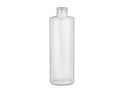 8 oz. Natural HDPE 24-410 Cylinder Round Semi-Opaque Squeezable Plastic Bottle w/ Black Dispensing Cap (Flamed)