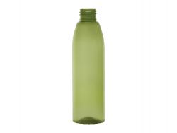 6 oz. Green Autumn Frosted Tapered Bullet Round 24-410 PET Semi-Translucent Plastic Bottle-White Ribbed FM Sprayers