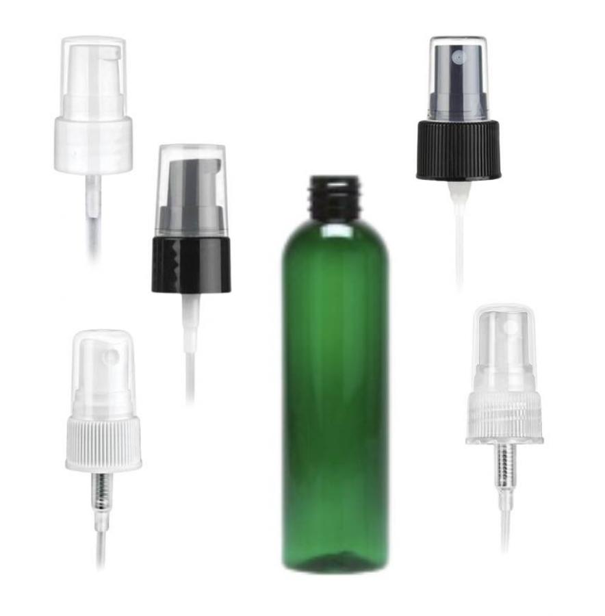 2 oz. Green 20-410 PET (BPA Free) Plastic Bullet Round Bottle-FM Sprayer or Treatment Pump (Stock)