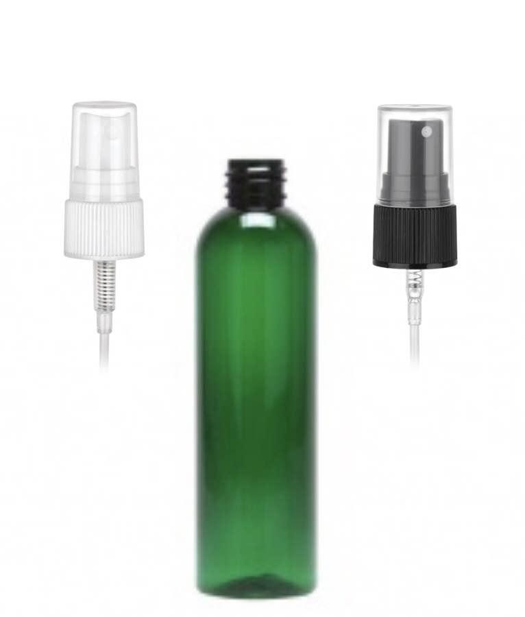4 oz. Green 20-410 PET (BPA Free) Plastic Bullet Round Bottle-FM Sprayer-KATA