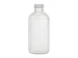 4 oz. Natural Boston Round 24-410 LDPE Semi-Opaque Squeezable Plastic Bottle-Natural Plug .090 Orif-White Ribbed Cap