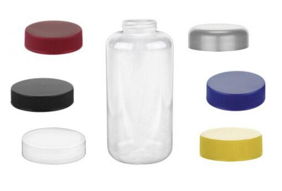 10 oz. Natural semi-opaque LDPE Squeezable Boston Round 33-400 Plastic Bottle w/ Non Dispensing Cap