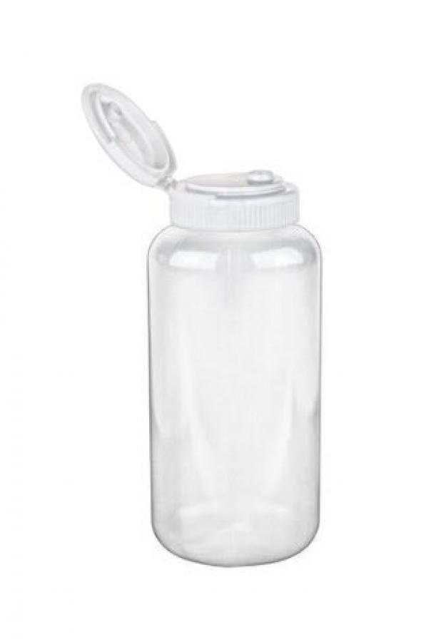 10 oz. Natural semi-opaque LDPE Squeezable Boston Round 33-400 Plastic Bottle-White Flip Top Cap .255 Orif