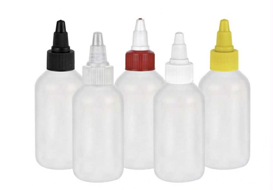 2 oz. Natural LDPE Opaque 20-410 Squeezable Plastic Boston Round Bottle-Twist Cap
