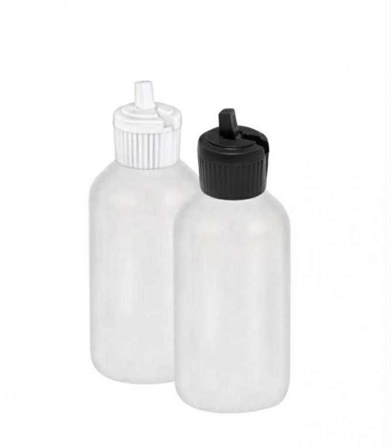 2 oz. Natural LDPE Opaque 20-410 Squeezable Plastic Boston Round Bottle-Turret Cap