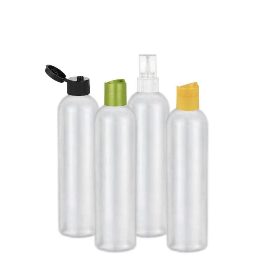 12 oz. Natural Bullet Round Squeezable 24-410 HDPE Semi-Opaque Plastic Bottle-Dispensing Cap (M-H Plastics)