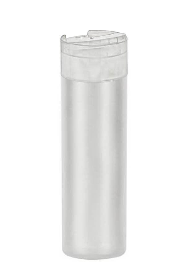 16 oz. Natural Cylinder Round 24-410 HDPE Semi-Opaque Flamed Plastic Bottle-Natural Dispensing Cap
