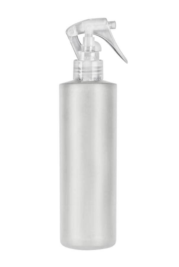 16 oz. Natural Cylinder Round 24-410 HDPE Semi-Opaque Flamed Plastic Bottle-Mini Trigger