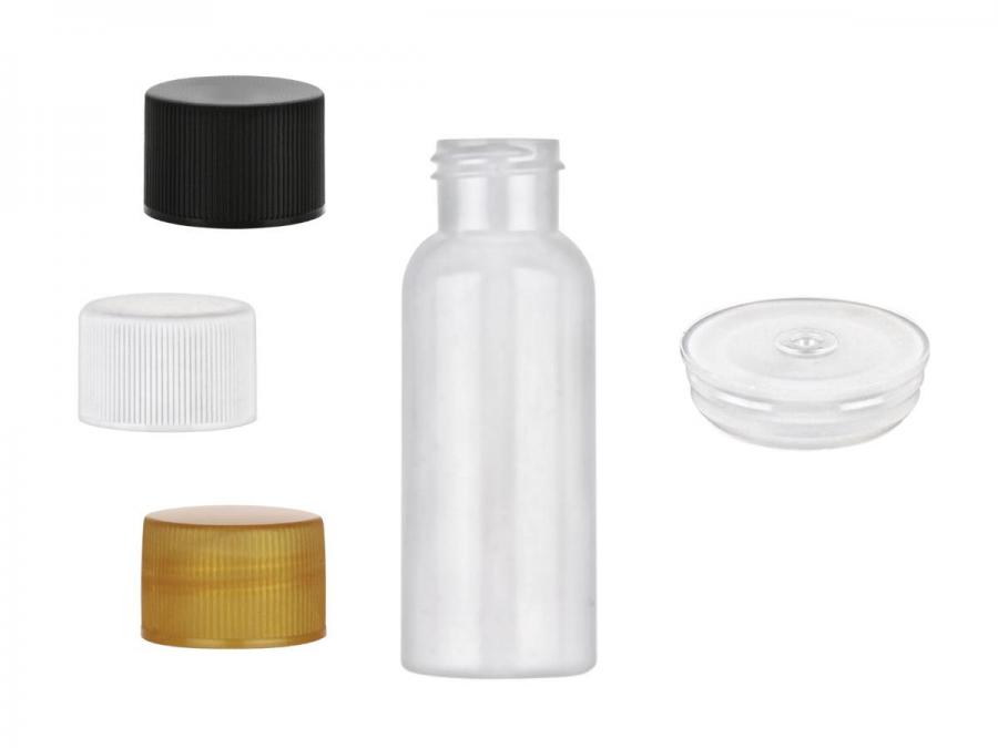 2 oz. Natural 24-410 Bullet Round MDPE Squeezable Plastic Bottle-Plug-Cap