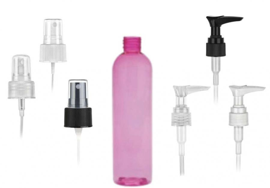 4 oz. Pink 20-410 PET (BPA Free) Plastic Bullet Round Bottle-FM Sprayer or Lotion Pump (Silgan)