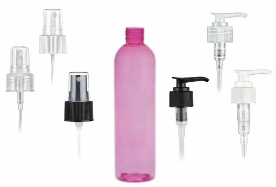 8 oz. Pink 24-410 PET (BPA Free) Semi-Translucent Bullet Round Plastic Bottle-FM Sprayer or 2cc. LD Pump (Silgan)