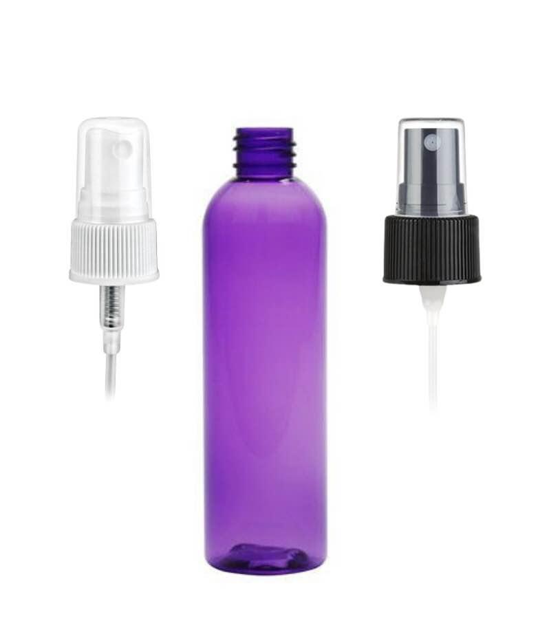 4 oz. Purple 20-410 PET (BPA Free) Plastic Bullet Round Bottle-FM Sprayer-KATA