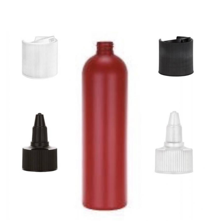 16 oz. Red Pearl Bullet Round 24-410 HDPE Opaque Plastic Squeezable Bottle-Dispensing Cap