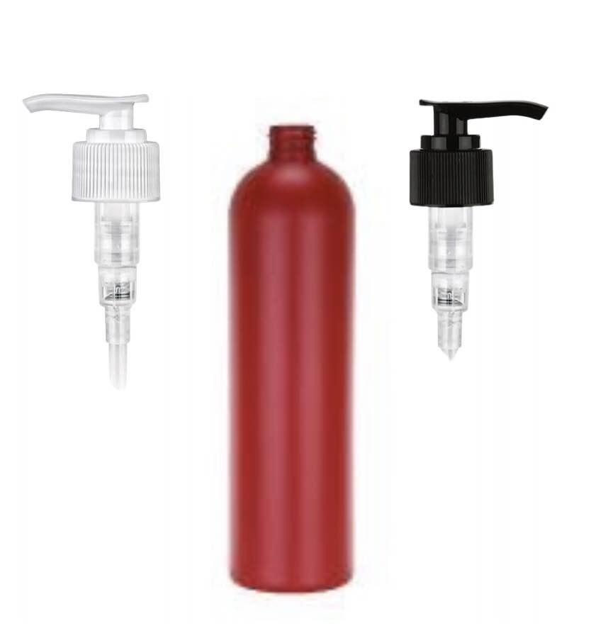 16 oz. Red Pearl Bullet Round 24-410 HDPE Opaque Plastic Squeezable Bottle-Pump