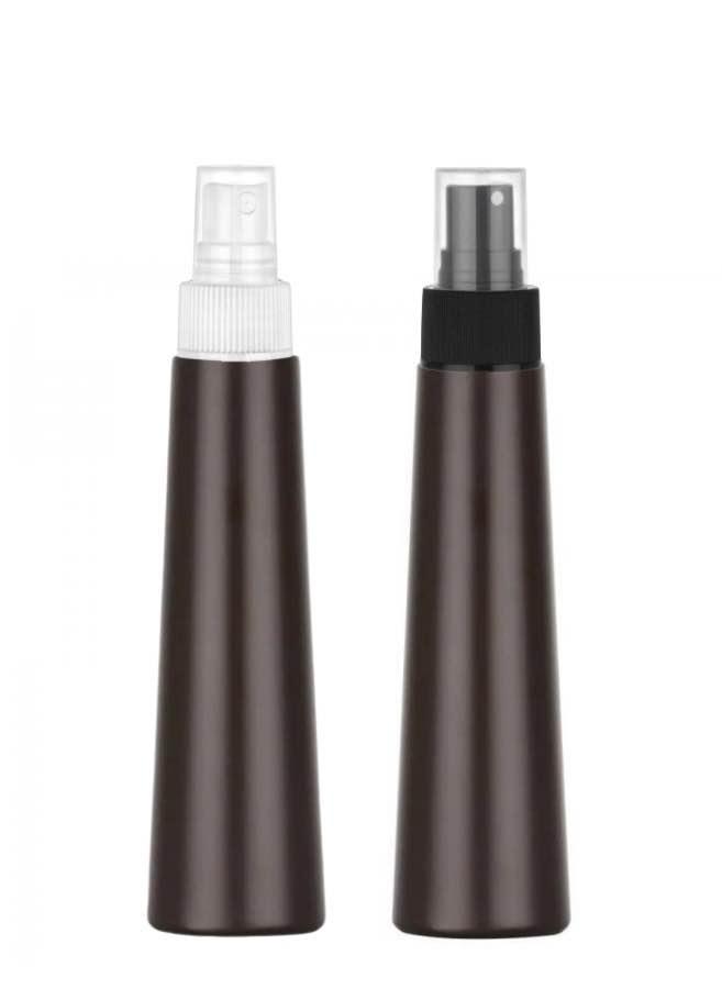 3.33 oz. (100 ml) Brown Dark HDPE Tapered Round 24-410 Opaque Plastic Bottle-FM Sprayer