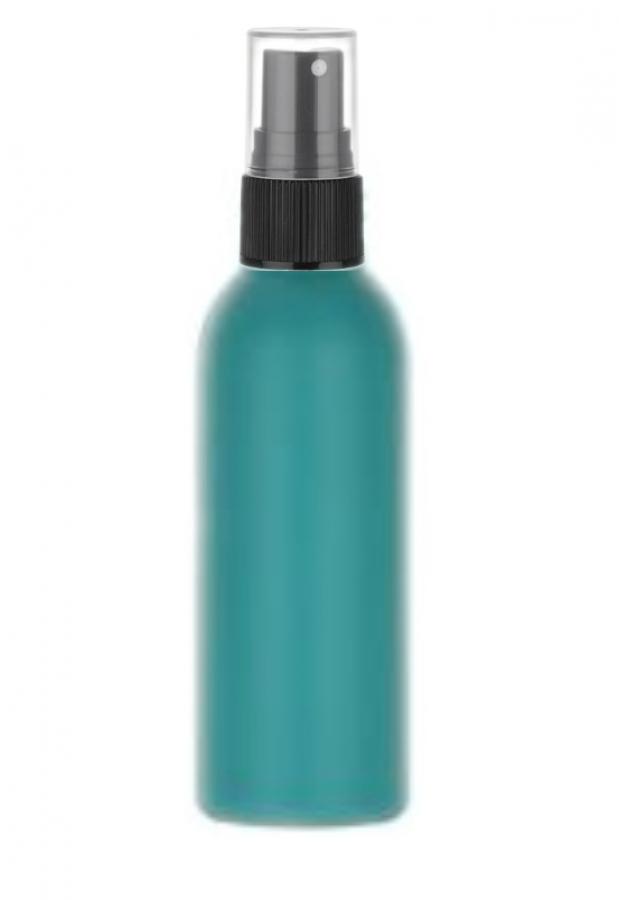 2 oz. Teal 20-410 Round HDPE Plastic Bullet Bottle-FM Sprayer