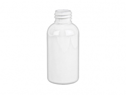 2 oz. White Glossy Opaque PET (BPA Free) 20-410 Plastic Tall Boston Round Bottle