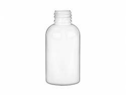 2 oz. White Glossy Opaque PET (BPA Free) 20-410 Plastic Boston Round Bottle