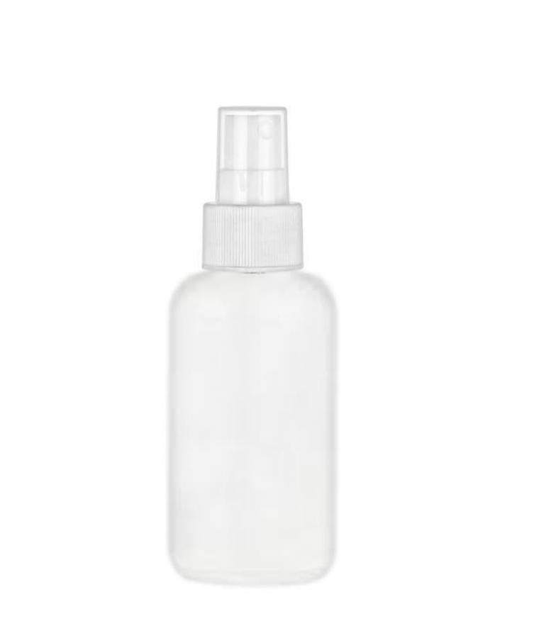3 oz. White Boston Round 24-410 HDPE Opaque Slightly Squeezable Plastic Bottle-Tincture-White FM Sprayer