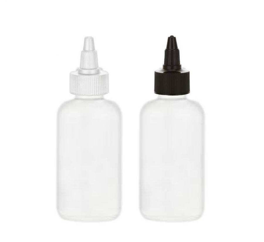 3 oz. White Boston Round 24-410 HDPE Opaque Slightly Squeezable Plastic Bottle-Tincture-Twist Cap