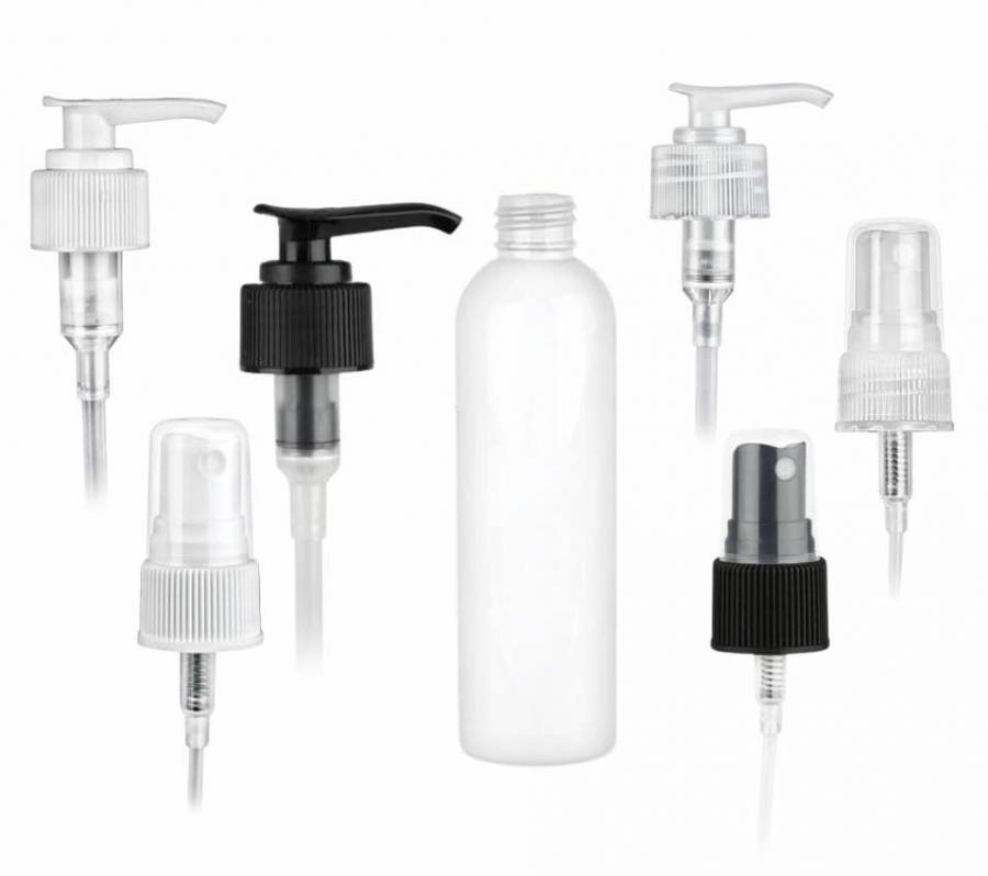 8 oz. White 24-410 Round Bullet PET (BPA Free) Opaque Gloss Finish Plastic Bottle-FM Sprayer or LD Lotion Pump