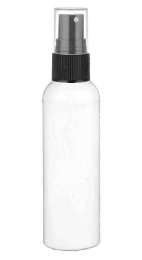 3 oz. White Bullet Round 24-410 HDPE Opaque Plastic Bottle-White FM Sprayer